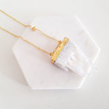 Adore Gemstone Collection - Gold-Dipped Raw Quartz Necklace