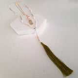 Adore Gemstone Collection - 2-Layered Green Tassel Shell Sphere Necklace