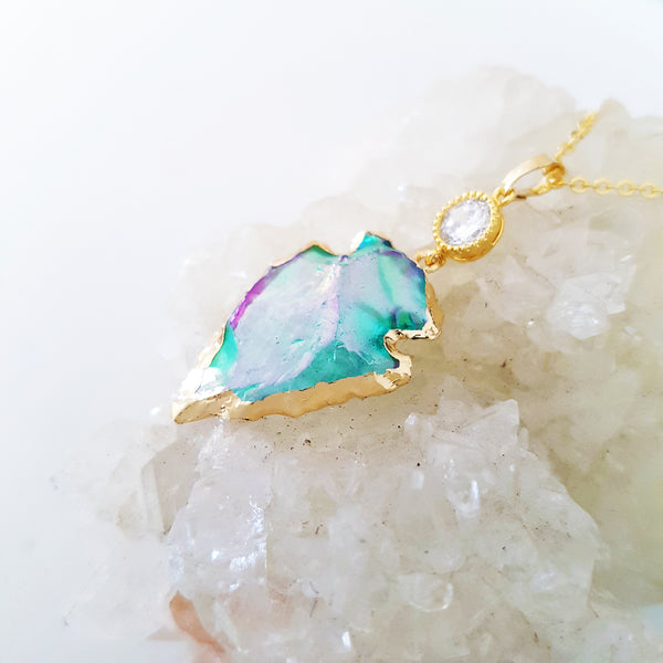 Adore Gemstone Collection - Titanium Rainbow Aura Quartz Necklace