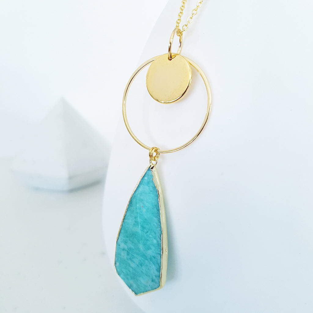 Adore Gemstone Collection - Green Teardrop Amazonite Necklace