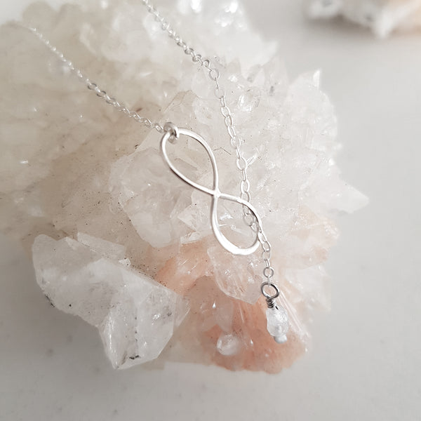 Adore Gemstone Collection - Moonstone Infinity Sterling Silver Necklace