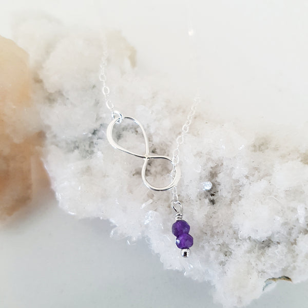 Adore Gemstone Collection - Amethyst Infinity Sterling Silver Necklace