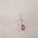Adore Gemstone Collection - Amethyst Teardrop Sterling Silver Necklace