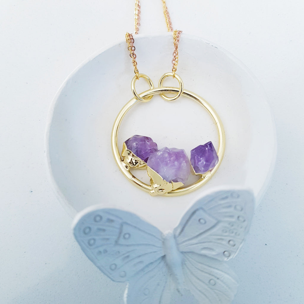 Adore Gemstone Collection - Three Sisters Amethyst Necklace