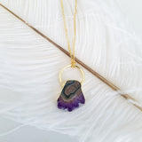 Adore Gemstone Collection - Amethyst Flower Slice Band Necklace