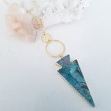 Adore Gemstone Collection - Ocean Agate Spearhead Necklace
