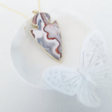 Adore Gemstone Collection - Red White Lace Agate Spearhead Necklace