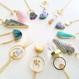 Adore Gemstone Earrings Collection - Amethyst Rose Quartz Aquamarine Loop Earrings