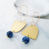 Helios Brass Collection - Blue Dumortierite Gold Arches Mismatch Earrings