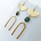 Helios Brass Collection - Turquoise Half Moon Arch Earrings
