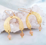 Helios Brass Collection - Sunstone Rounded Gold Arch Earrings