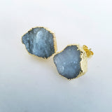 Adore Gemstone Earrings Collection - RAW - Blue Celestine Ear Studs