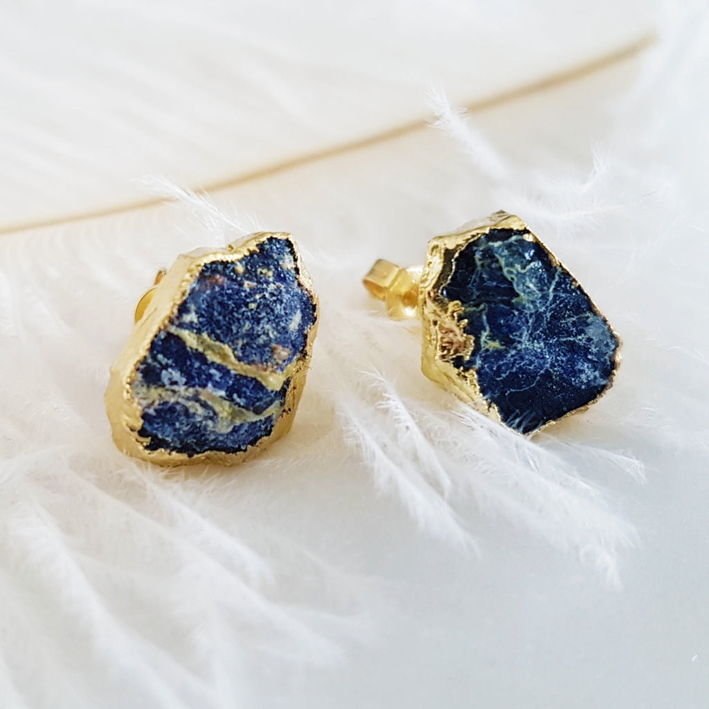Adore Gemstone Earrings Collection - RAW - Lapis Lazuli Ear Studs