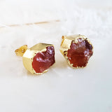 Adore Gemstone Earrings Collection - RAW - Red Carnelian Ear Studs
