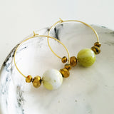 Adore Gemstone Earrings Collection - Olive Green Jade Loop Earrings