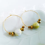 Adore Gemstone Earrings Collection - Olive Green Jade Loop Earrings