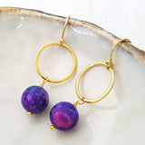 Adore Gemstone Earrings Collection - Purple Galaxy Jasper Ring Earrings