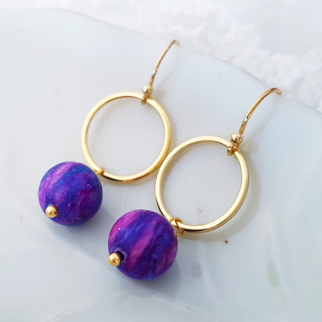 Adore Gemstone Earrings Collection - Purple Galaxy Jasper Ring Earrings