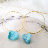Adore Gemstone Earrings Collection - Blue Druzy Loop Earrings