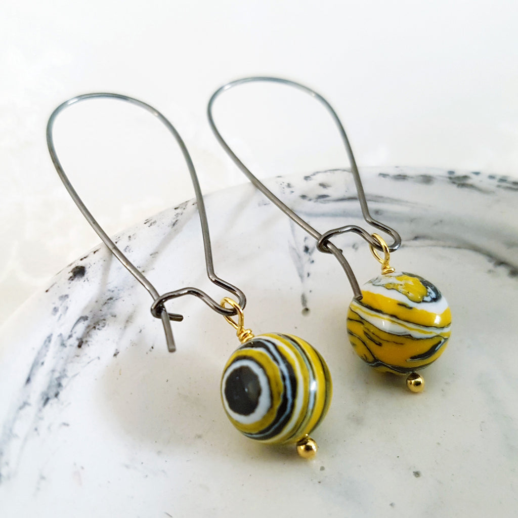 Adore Gemstone Earrings Collection - Yellow Malachite Earrings