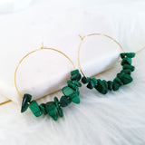 Adore Gemstone Earrings Collection - Dark Green Malachite Earrings