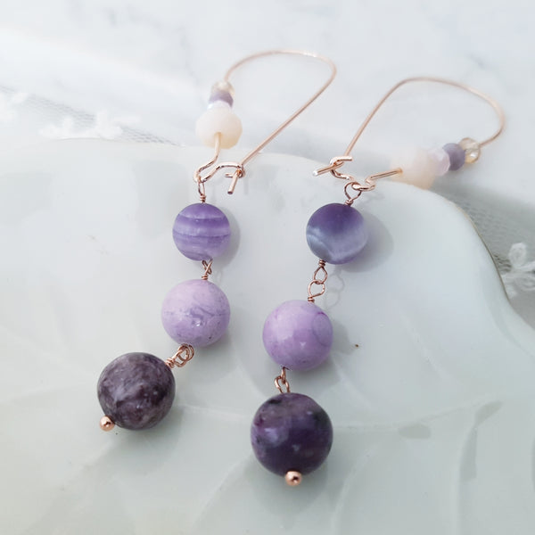 Adore Gemstone Earrings Collection - Purple Gems Earrings