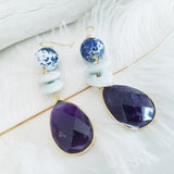 Adore Gemstone Earrings Collection - Faceted Teardrop Amethyst Earrings