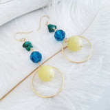 Adore Gemstone Earrings Collection - Multi-Gems Lemon Jade Ring Crystals Earrings