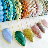 Adore Gemstone Collection - Inverse Teardrop Blue Lace Agate Necklace