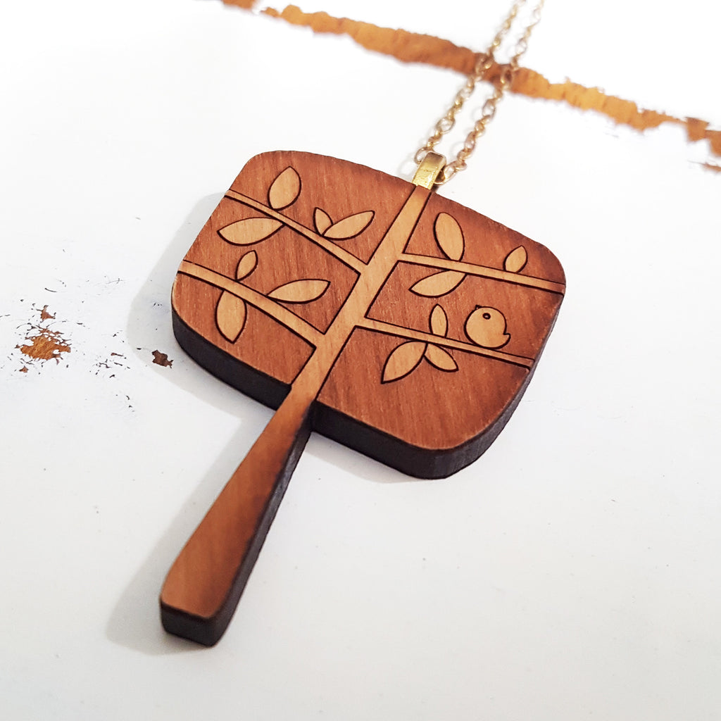 Flower Wood Necklace