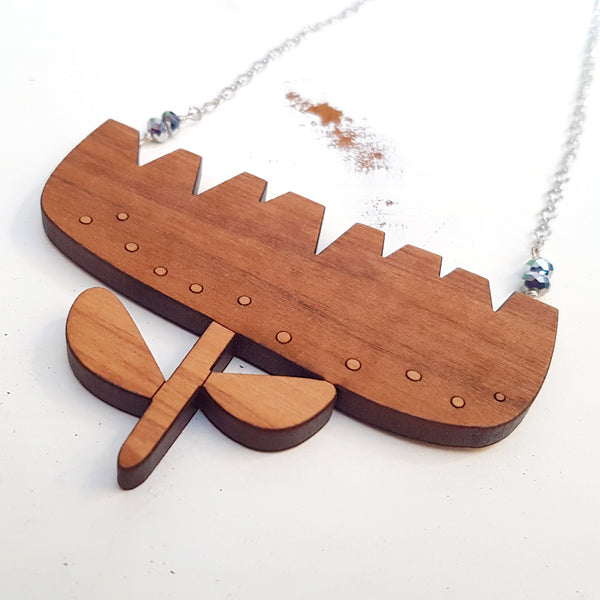 Flower Wood Necklace