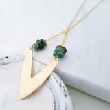 Helios Brass Collection - Turquoise Gold V Chain Necklace
