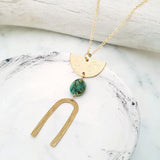 Helios Brass Collection - Turquoise Half Moon Arch Necklace