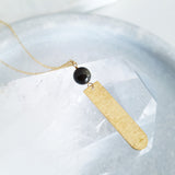 Helios Brass Collection - Gold Sheen Obsidian Round End Gold Bar Necklace