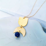 Helios Brass Collection - Blue Dumortierite Gold Arch Crescent Necklace