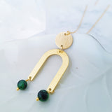 Helios Brass Collection - Ruby Zoisite Gold Arch Disc Necklace