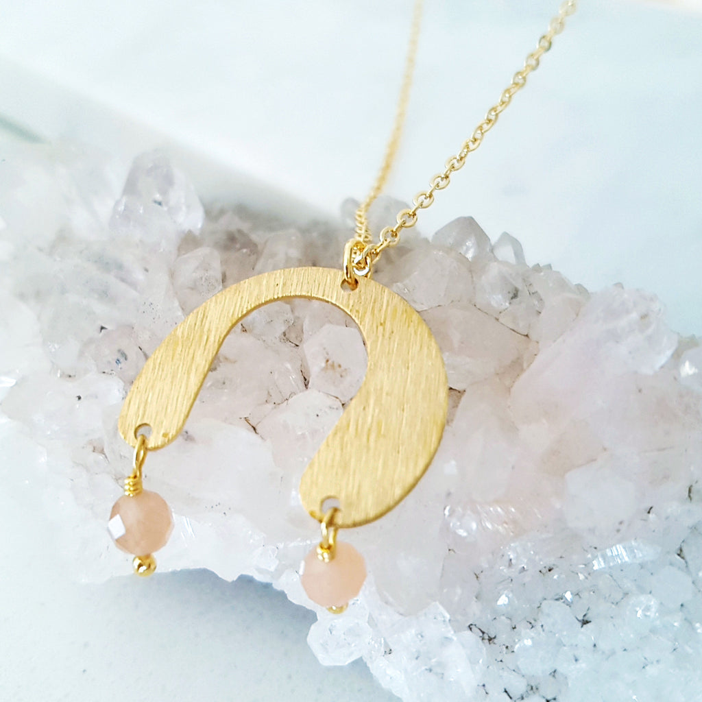 Helios Brass Collection - Sunstone Rounded Gold Arch Necklace