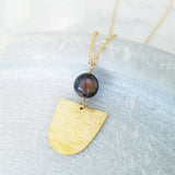 Helios Brass Collection - Charoite Inverse Closed Arch Necklace