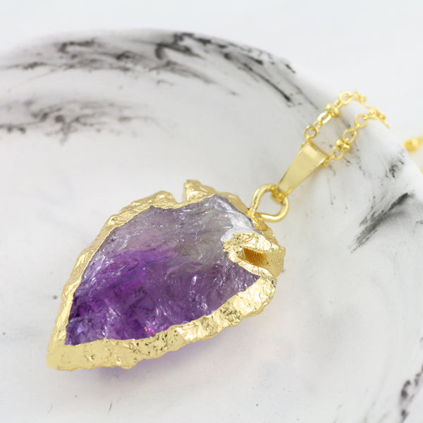 Adore Gemstone Collection - Amethyst Arrow Necklace - Soul Made Boutique