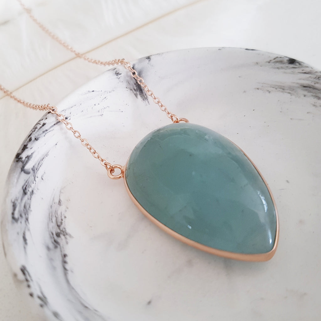 Adore Gemstone Collection - Inverse Teardrop Aquamarine Necklace