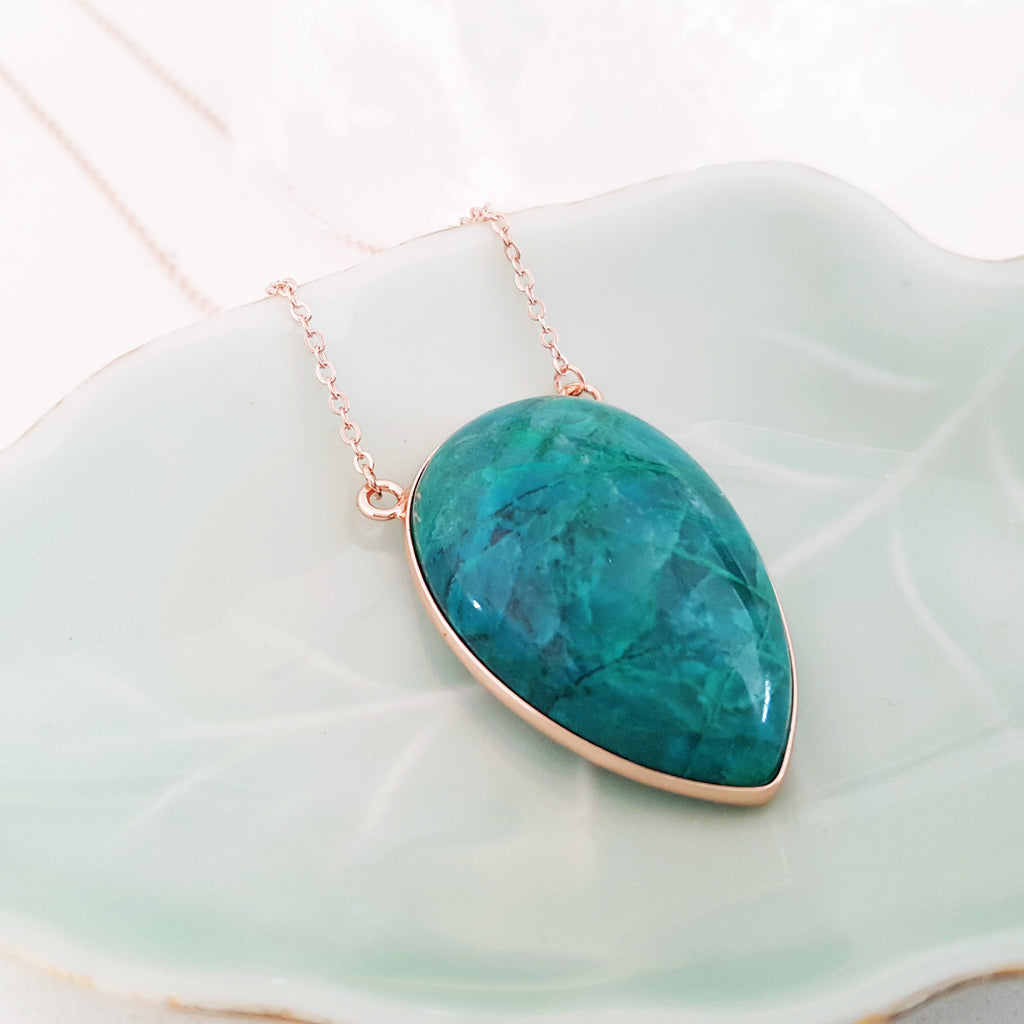Adore Gemstone Collection - Inverse Teardrop Phoenix Turquoise Necklace