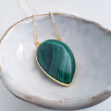 Adore Gemstone Collection - Inverse Teardrop Malachite Necklace