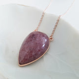 Adore Gemstone Collection - Inverse Teardrop Strawberry Quartz Necklace