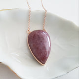 Adore Gemstone Collection - Inverse Teardrop Strawberry Quartz Necklace