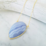 Adore Gemstone Collection - Inverse Teardrop Blue Lace Agate Necklace