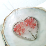 Adore Gems Collection - Heart-Shaped Strawberry Quartz Tree of Life Necklace