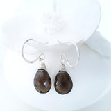 Adore Gems Collection - Sterling Silver Earrings Smoky Quartz Faceted Teardrop
