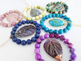 Adore Gems Collection - Abalone Shell Tree of Life Teardrop Necklace