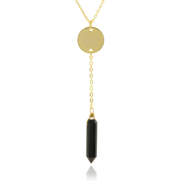 Adore Gemstone Collection - Black Onyx Coin & Point Necklace - Soul Made Boutique