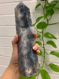 Nature Treasure - Huge Blue Moss Agate Tower (Diana and Yvonne)
